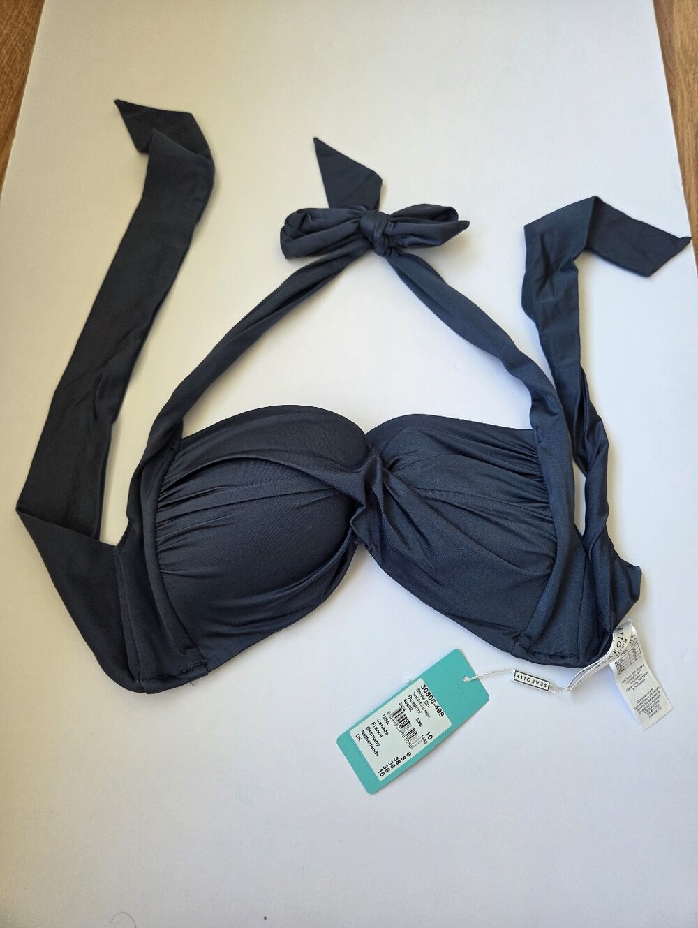 Seafolly Bikin i Halter Top 6 NWT Shine On Twist Swim Navy Blue - Picture 2 of 8